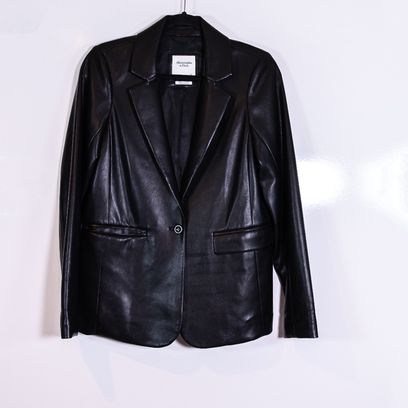Abercrombie & Fitch Jackets & Blazers - Abercrombie & Fitch Faux Vegan Leather One Button Blazer Jacket Black XS